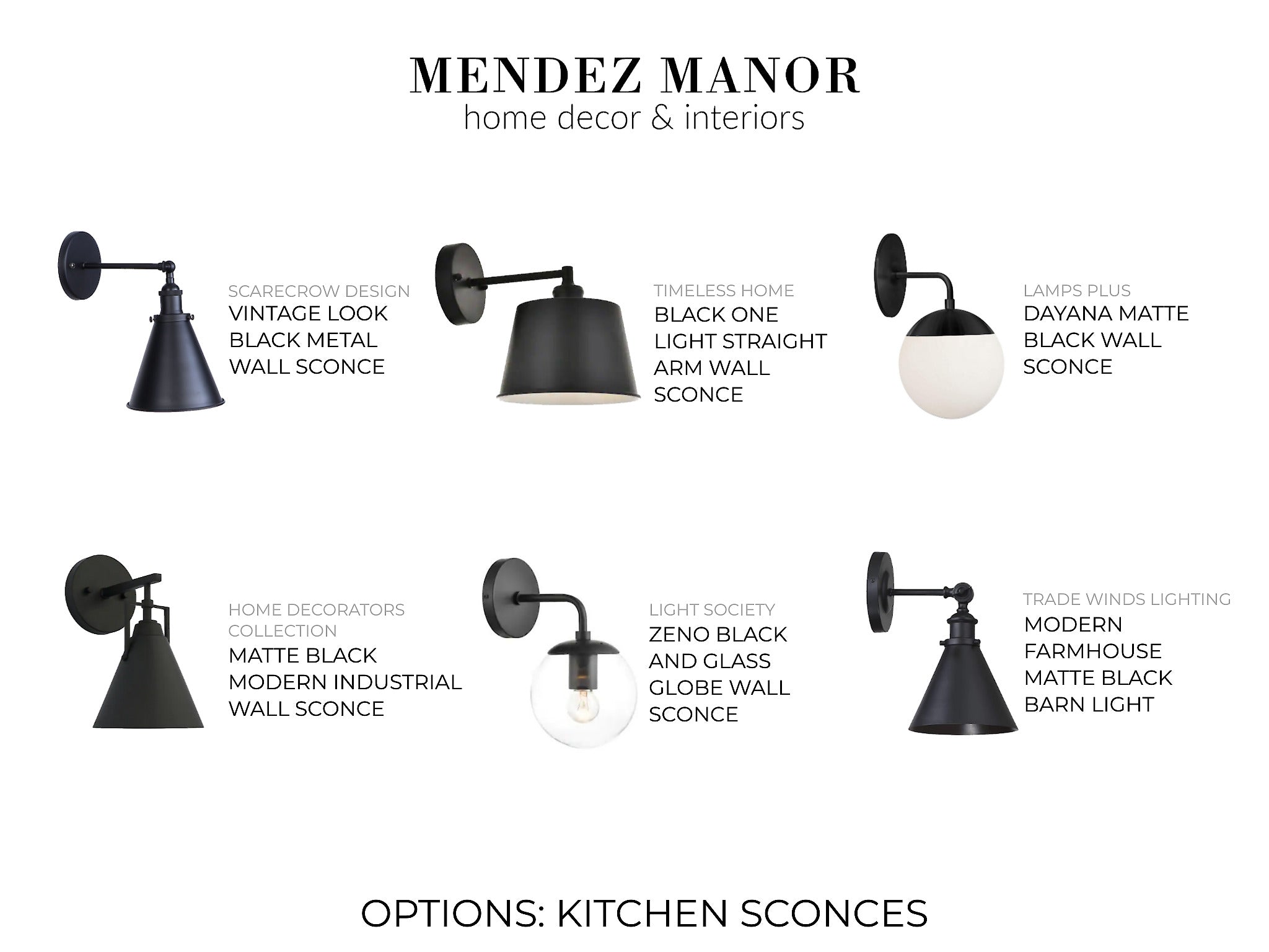 Black Straight-Arm Wall Sconces