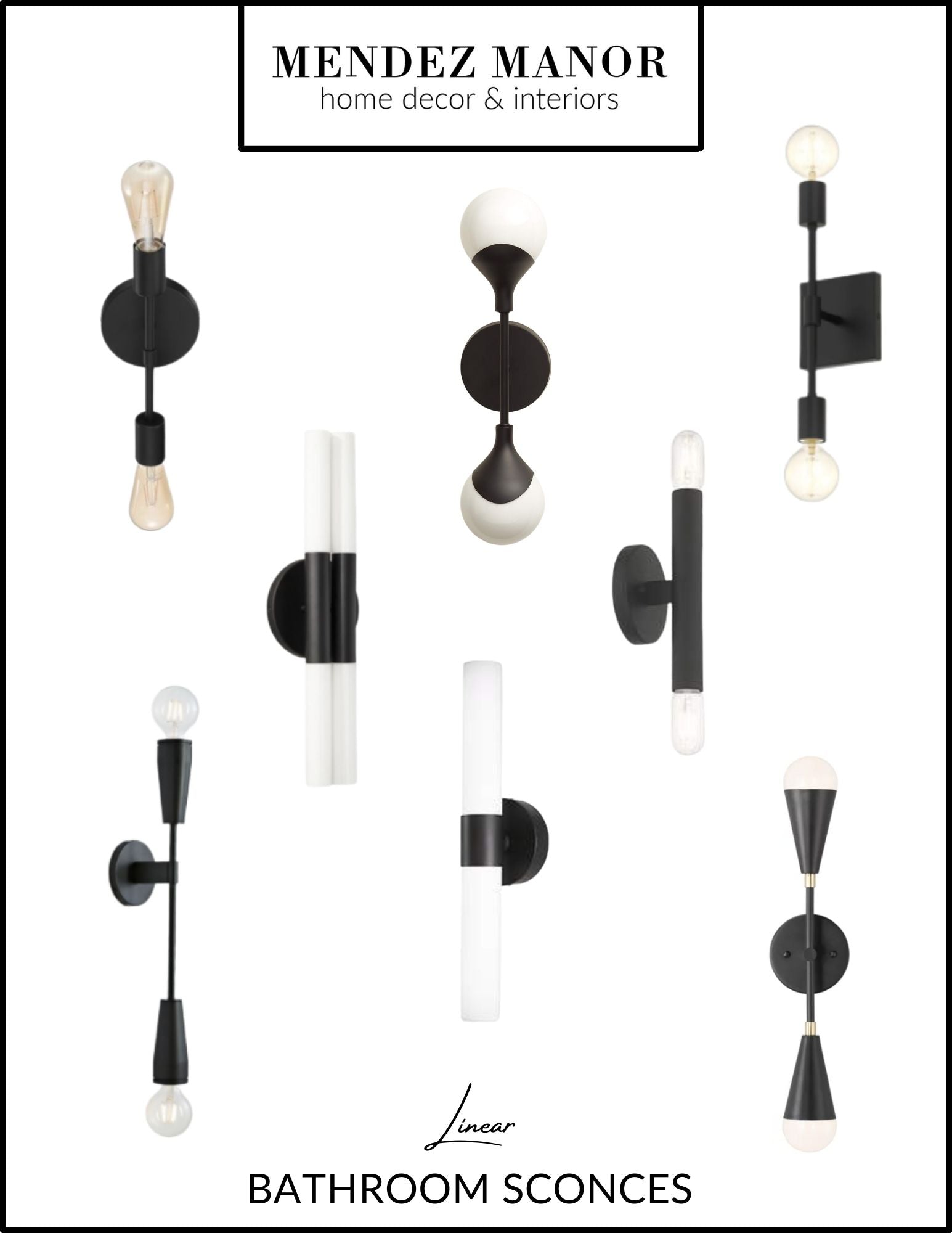 Matte Black Linear Bathroom Sconces