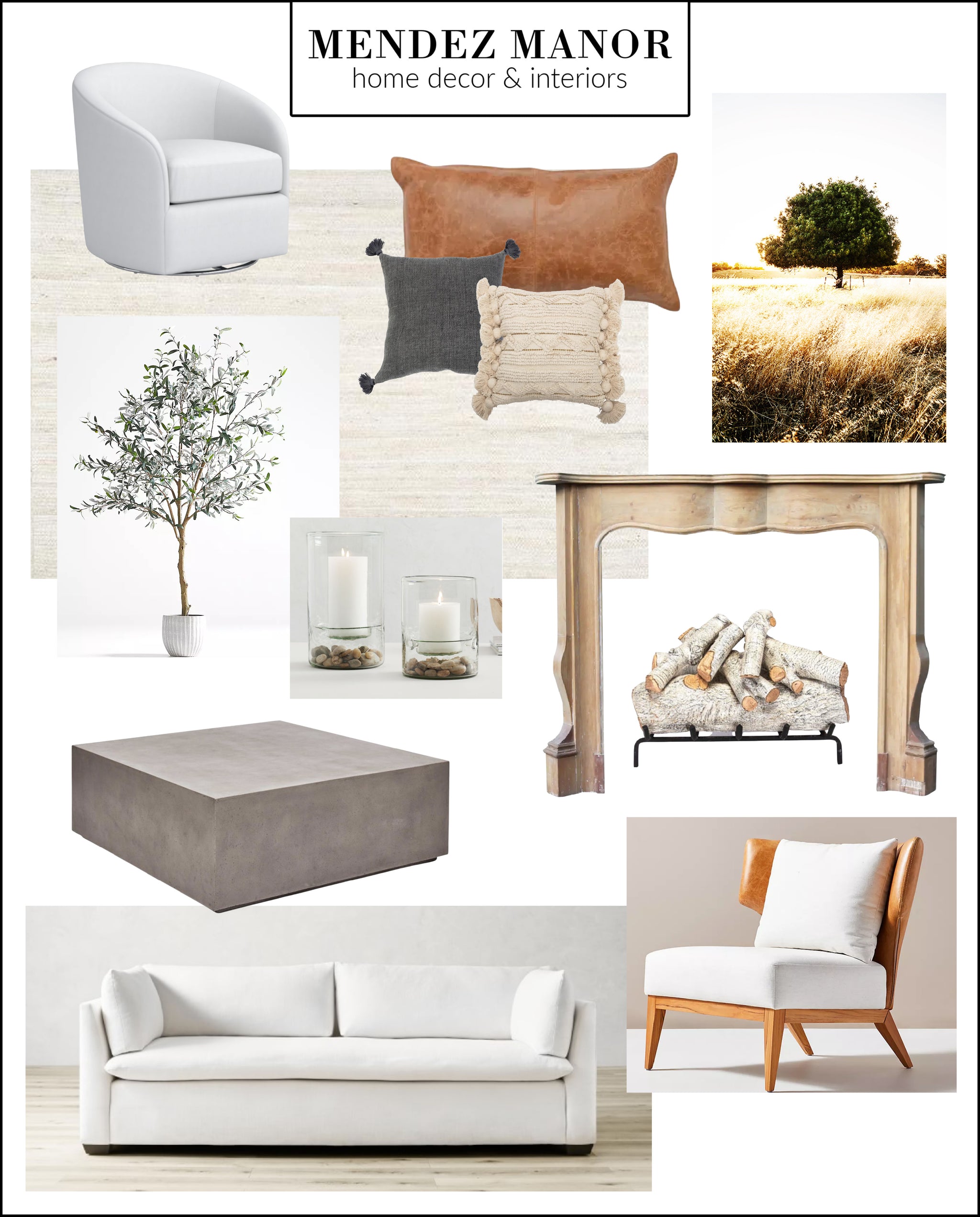 White on White Formal Living Room