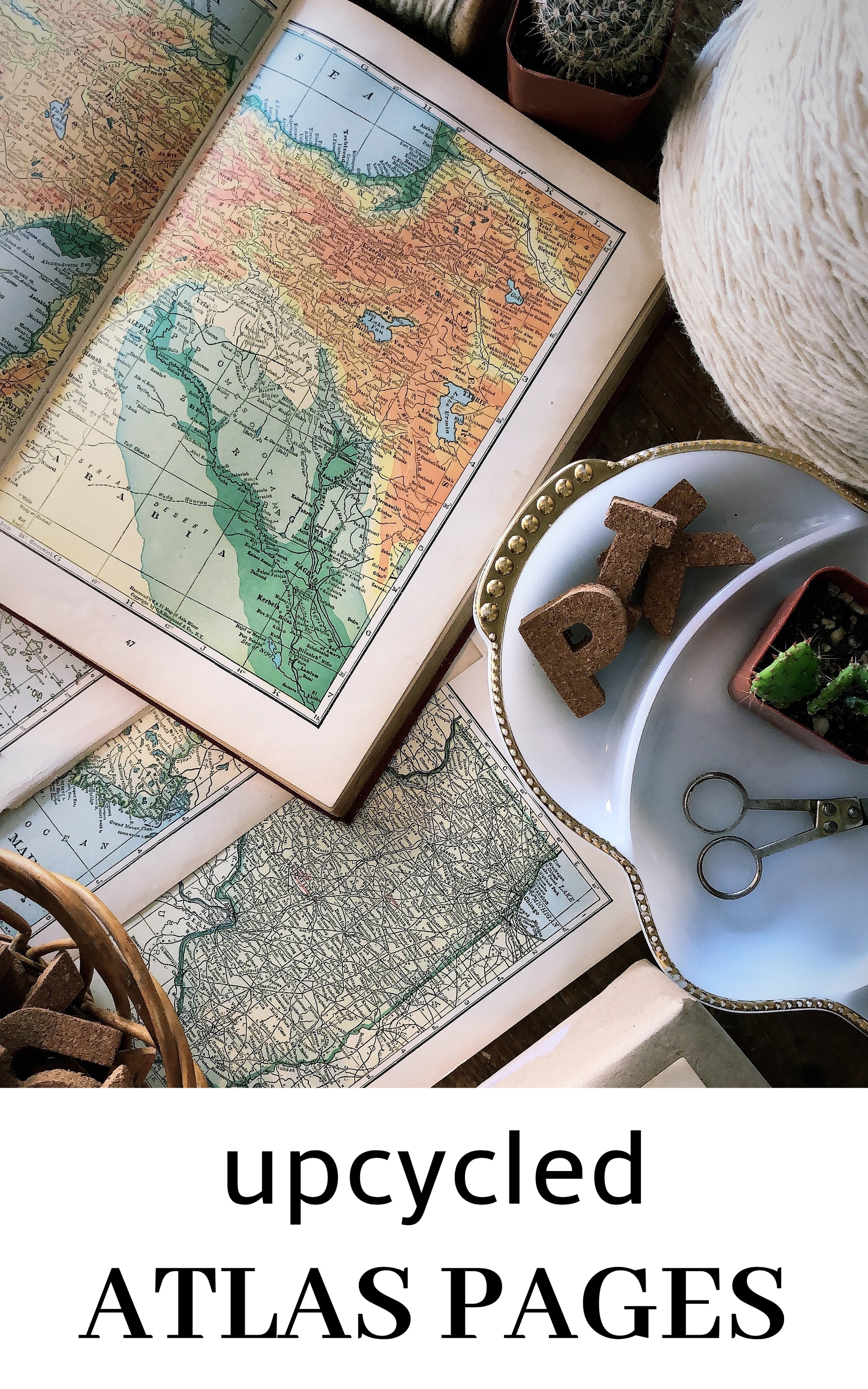 Upcycled Vintage Atlas Pages