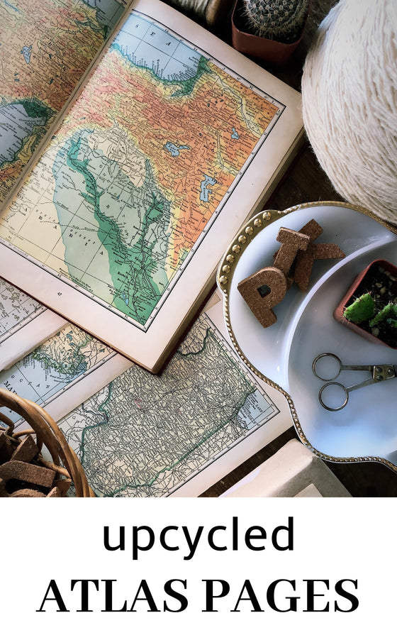Upcycled Vintage Atlas Pages