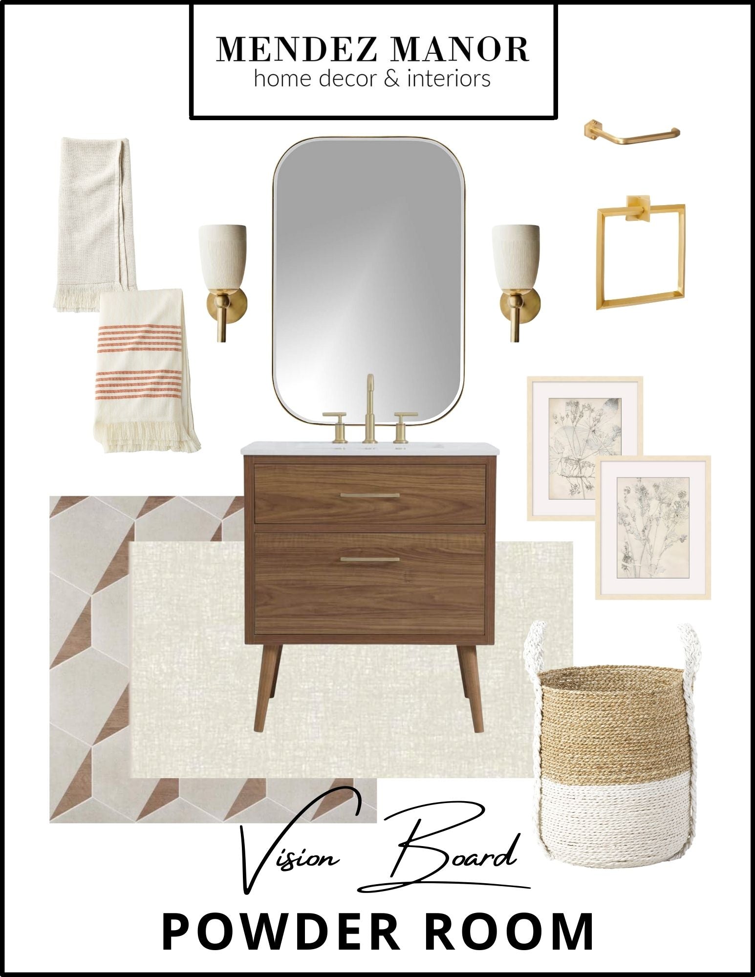 Mid Century Powder Room Design