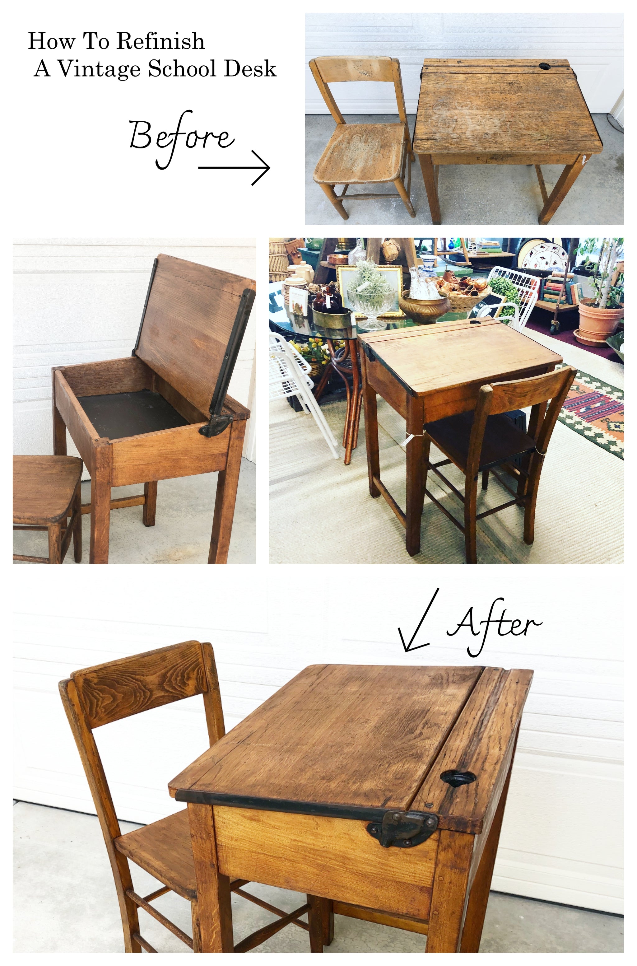 How To Refinish a Vintage School Desk