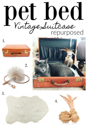 How To Repurpose A Vintage Suitcase: Upcycled Vintage Suitcase Cat Bed