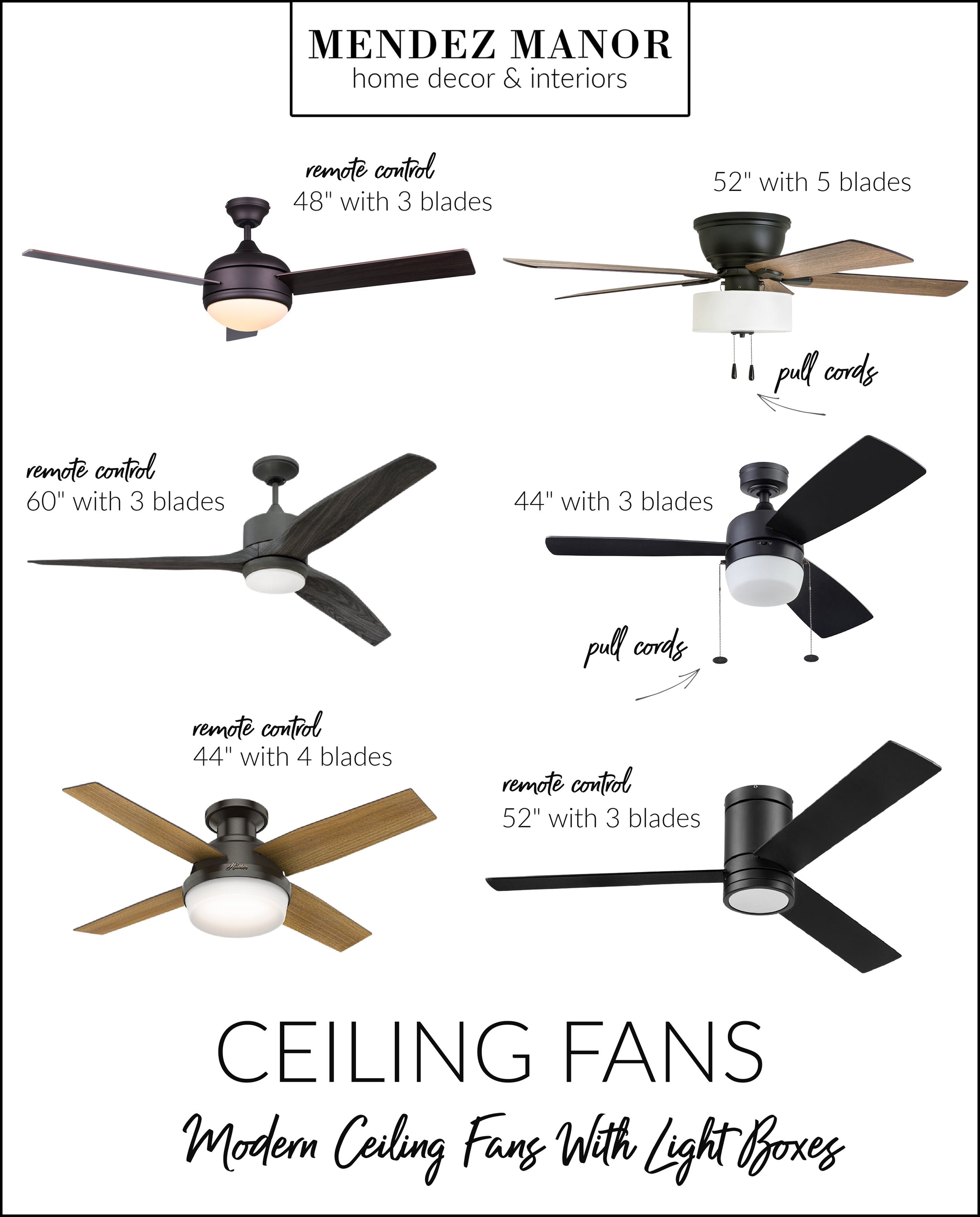 modern ceiling fans with light boxes