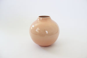 1980's Ceramic Vase, Pink Round Ball Vase