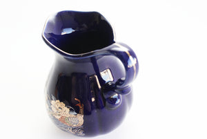 Vintage Chinese Pitcher, Cobalt Blue Ceramic Vase