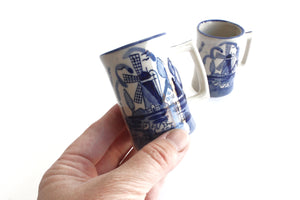 Delft Blue Hand Painted Small Mugs, Blue & White Shot Glasses