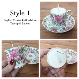 Vintage Teacup Candles, Lavender & Rosemary Soy Candles