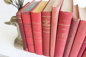 Vintage Hardcover Books, Collection of 10 Decorative Red Books, Christmas Decor