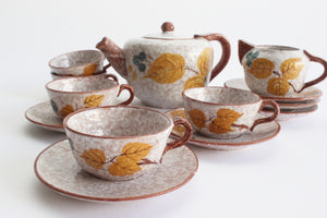 Hand Painted Tea Set, Vintage Espresso Set, Fall Table Decor
