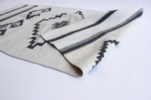 Mexican Area Rug, Small Geometric Pattern Rug, Woven Wool Accent Rug