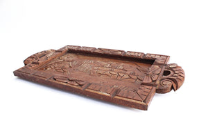 Vintage Hand Carved Wood Tray, Decorative Tray Wall Decor