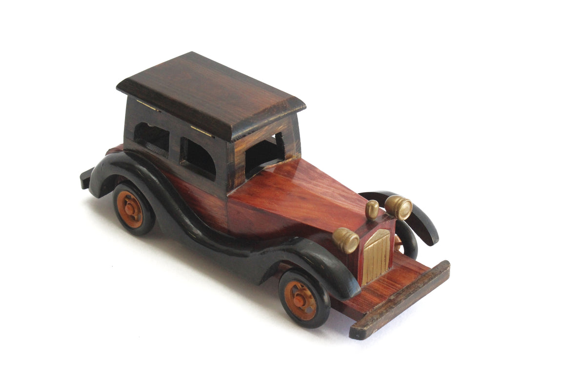 Vintage Automobile Figurine, Wooden Toy Model Car