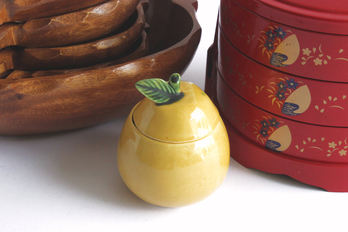 Lemon Shaped Condiment Jar, Vintage Kitchen Decor