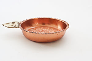 Vintage Copper & Brass Dish, Round Copper Jewelry Holder or Ashtray