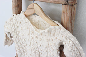 Hand Knit Child's Sweater, Cream Colored Winter Sweater