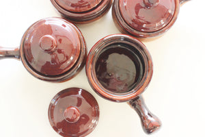 Set of 4 Vintage Stoneware Kitchen Bowls, Crock Pot Style Bowls