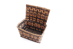1970's Woven Bamboo Storage Basket, Entry Table Organization Basket, Hanging Basket Planter