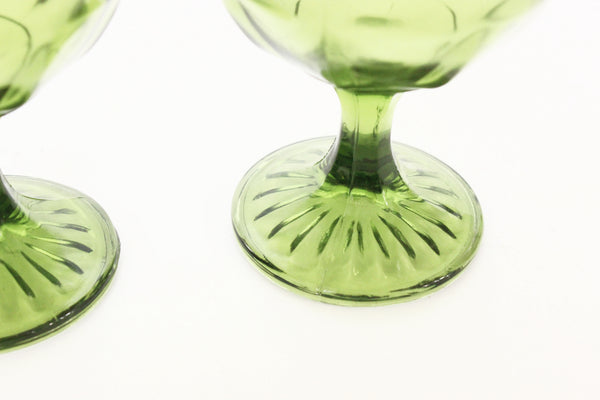Depression Glass Goblets, Green Pedestal Bowls, Candy Dish - Mendez Manor