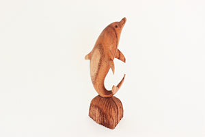Vintage Wood Dolphin Figurine, Fine Art Hand Carved Dolphin