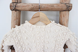 Hand Knit Child's Sweater, Cream Colored Winter Sweater