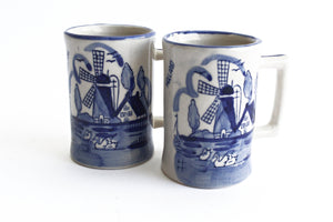 Delft Blue Hand Painted Small Mugs, Blue & White Shot Glasses