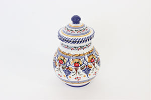 Hand Painted Ceramic Jar, Cottage Style Kitchen Decor