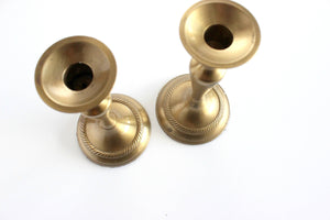 Brass Candlestick Holders, Pait of 2, Mid Century Modern Brass Candlestick Holders