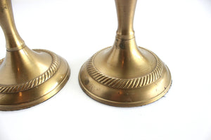 Brass Candlestick Holders, Pait of 2, Mid Century Modern Brass Candlestick Holders