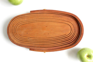 Expanding & Collapsible Wood Bowl, Mid Century Modern Home Decor