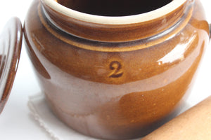 Stoneware Crock Pot, Vintage Ceramic Bean Pot