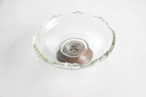 Glass and Copper Candy Dish, Vintage Pedestal Bowl