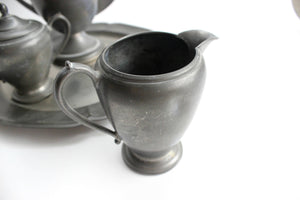 Pewter Tea Set, Coffee Pot & Creamer, Rustic Kitchen Decor
