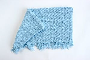 Hand Knit Blanket, Blue Baby Blanket