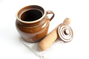 Stoneware Crock Pot, Vintage Ceramic Bean Pot