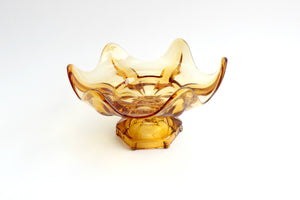 Amber Glass Fruit Bowl, Mid Century Modern, Kitchen Decor