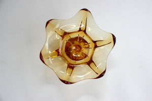 Amber Glass Fruit Bowl, Mid Century Modern, Kitchen Decor
