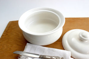 White Casserole Dish, Vintage Ceramic Cookware