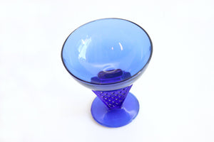 Mid Century Candy Dish, Cobalt Blue Glass Bowl