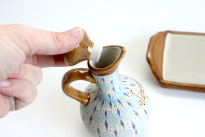 Oil & Vinegar Bottle Set, Hand Painted Pottery, Made in Mexico,