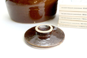Stoneware Crock Pot, Vintage Bean Pot, Rustic Kitchen Decor