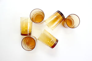 Orange Juice Glasses, Yellow Glass Tumblers, Set of 6 Water Glasses