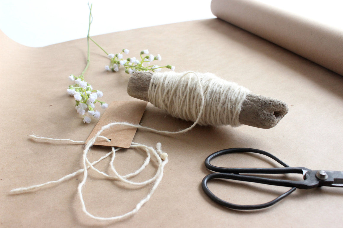 Driftwood Bobbins, Hand Wrapped with Natural Vintage String