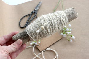 Driftwood Bobbins, Hand Wrapped with Natural Vintage String
