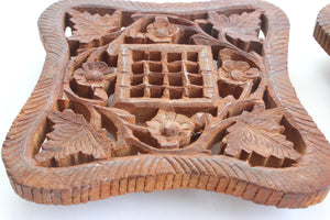 Hand Carved Wooden Trivets, Bohemian Style, Kitchen Decor