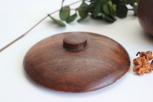 Decorative Wood Bowl with Lid, Mid Century Home Decor