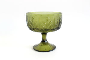Green Glass Pedestal Bowl, Candy Dish