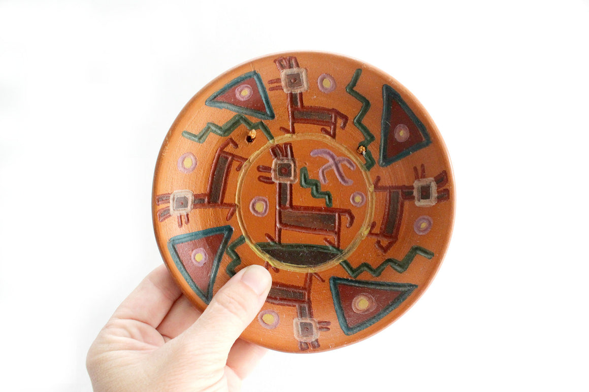 Decorative Terracotta Plate, Clay Wall Hanging, Made in Cusco Peru