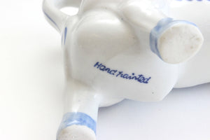 Porcelain Cow Creamer, Hand Painted Blue & White Serving Piece
